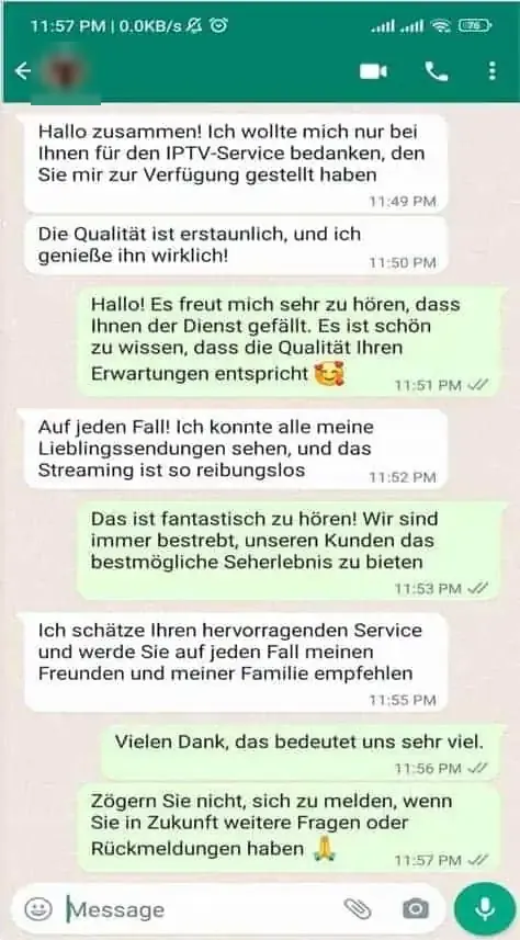 Screenshot of a WhatsApp chat with a subscriber, 1