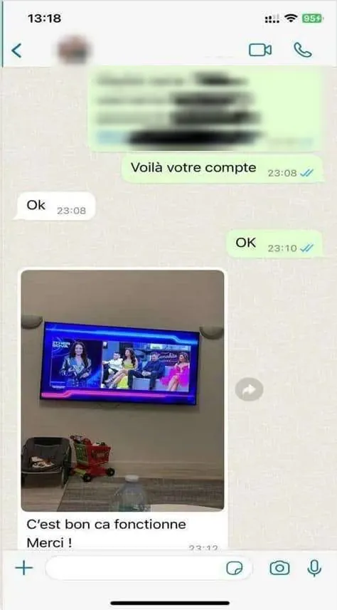 Screenshot of a WhatsApp chat with a subscriber, 3
