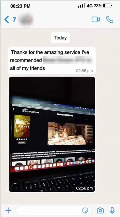 Screenshot of a WhatsApp chat with a subscriber, 6